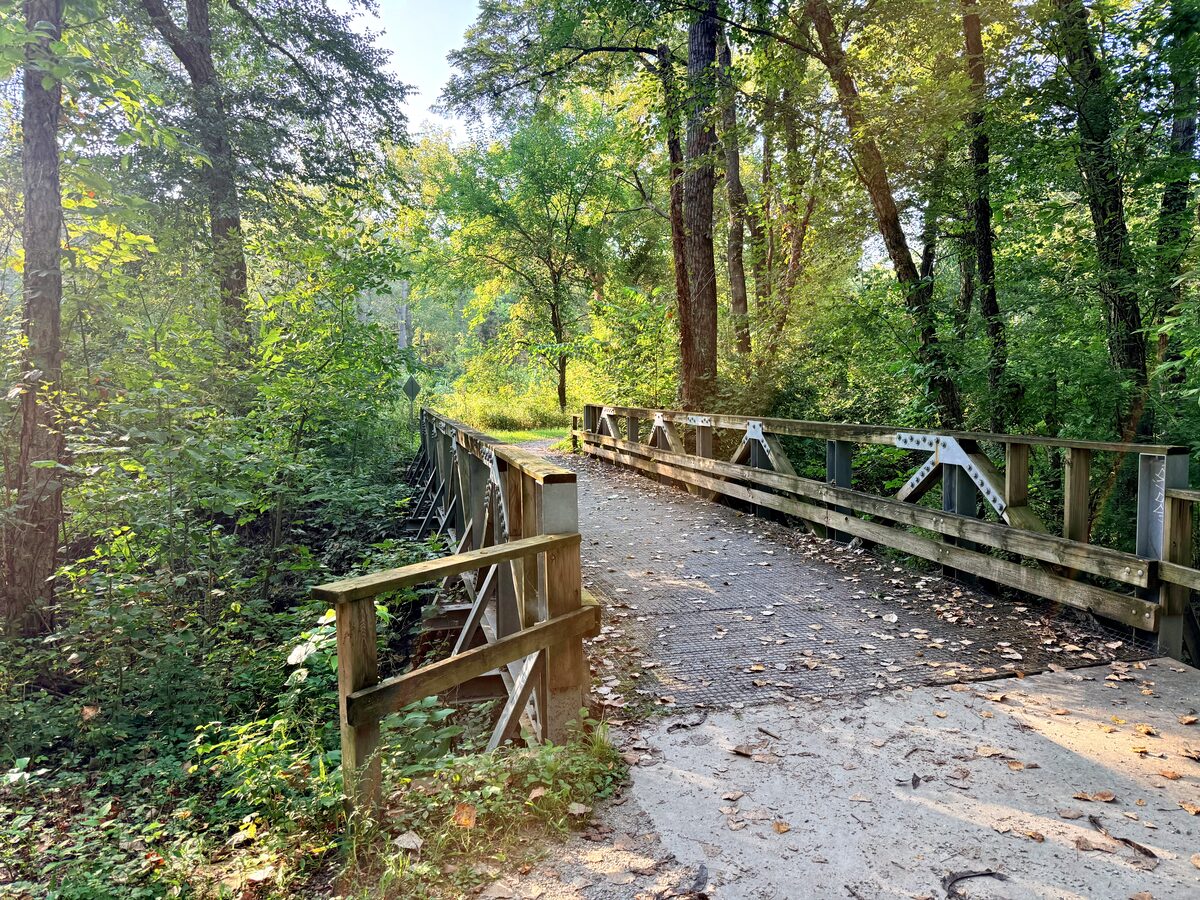 One of the trail's trestle bridges built on old railroad abutments
