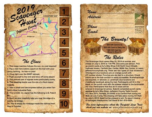2019 Scavenger Hunt punch card