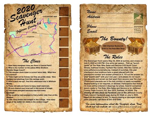 2020 Scavenger Hunt punch card