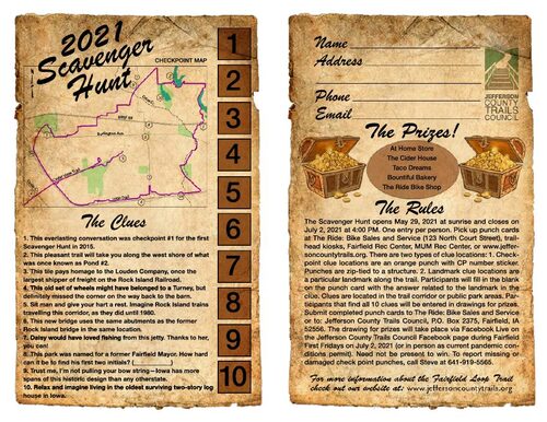 2021 Scavenger Hunt punch card