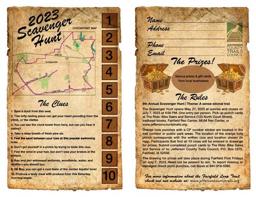 2023 Scavenger Hunt punch card