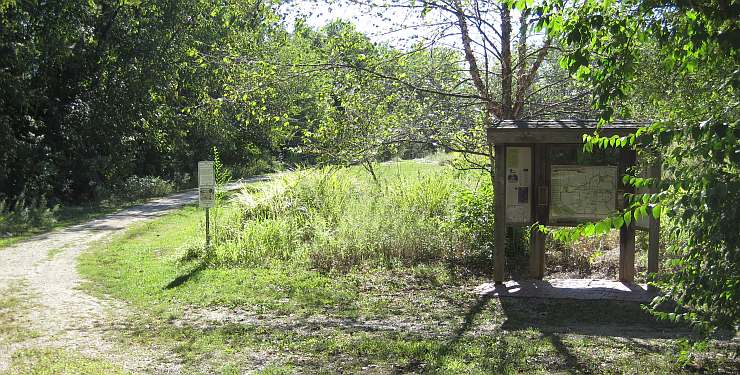 Trailhead kiosk with a trail map
